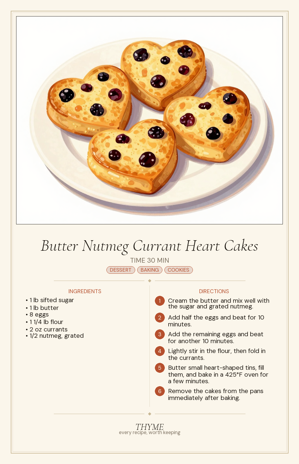 Butter Nutmeg Currant Heart Cakes