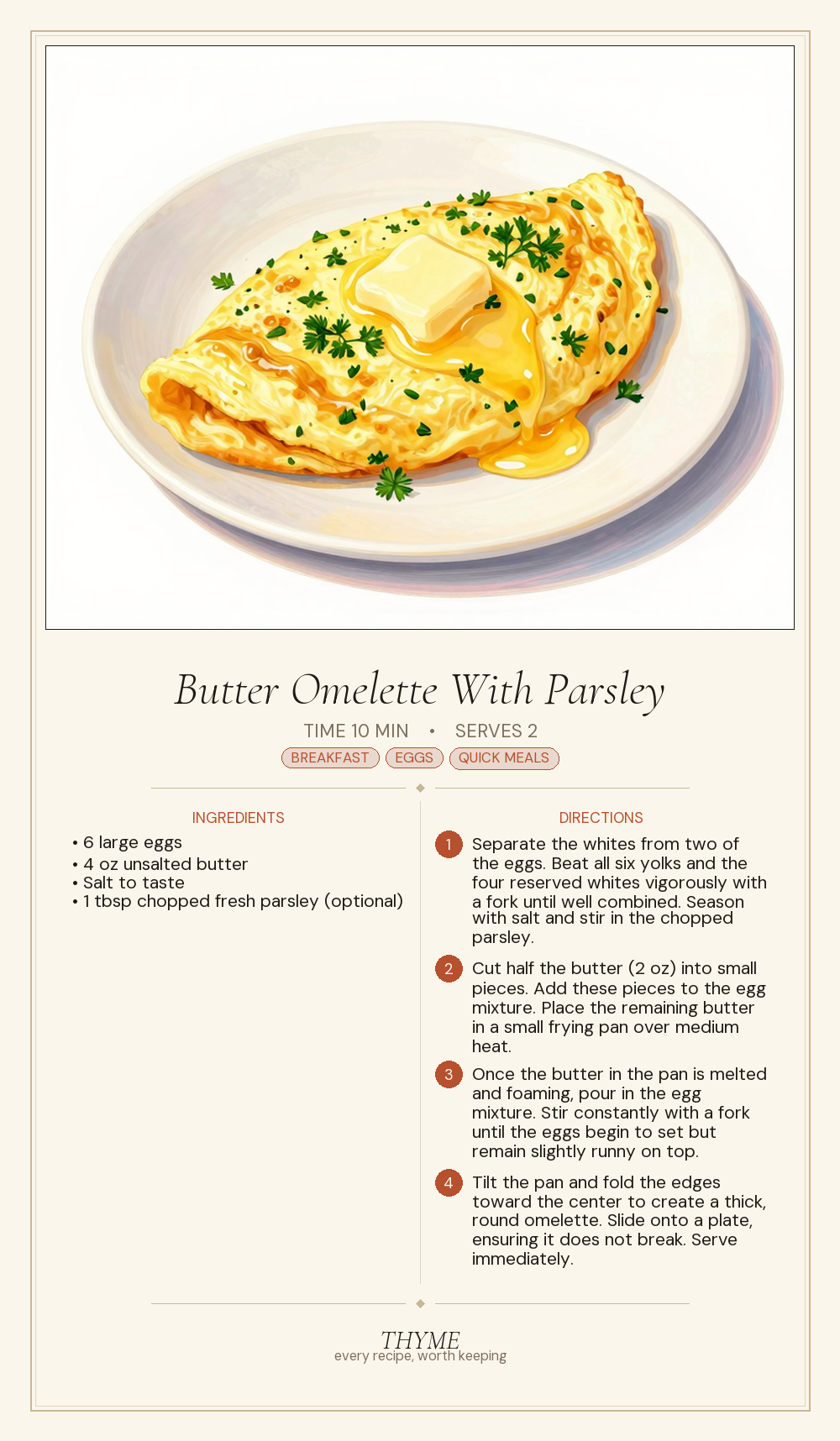 Butter Omelette With Parsley
