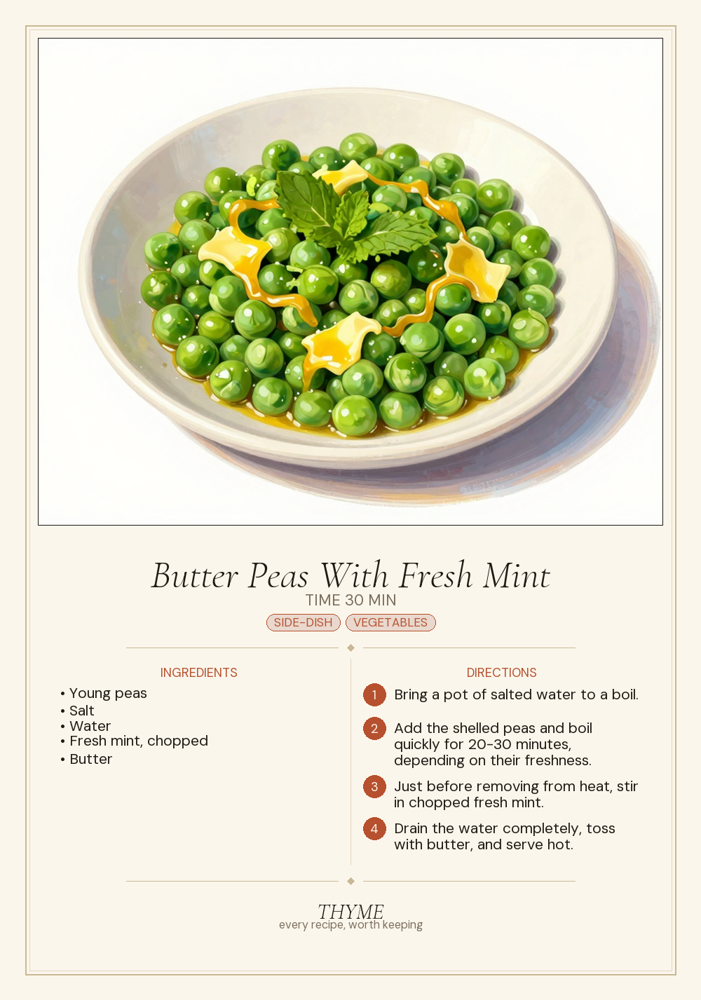 Butter Peas With Fresh Mint