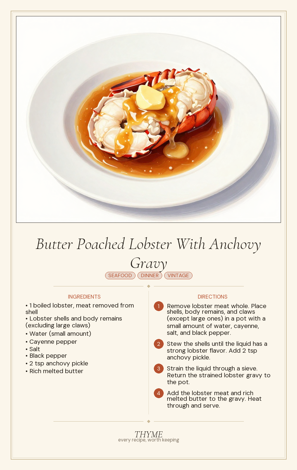 Butter Poached Lobster With Anchovy Gravy