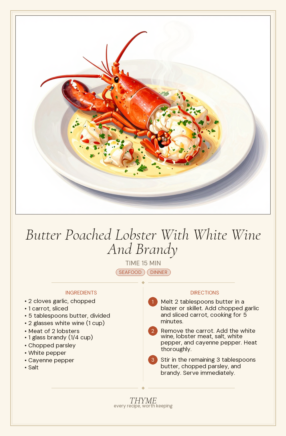Butter Poached Lobster With White Wine And Brandy