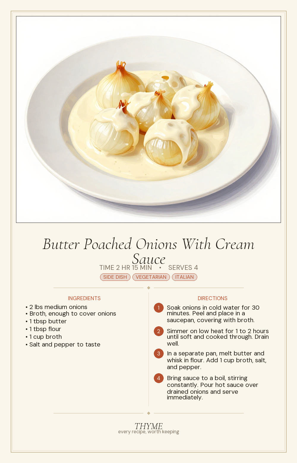 Butter Poached Onions With Cream Sauce