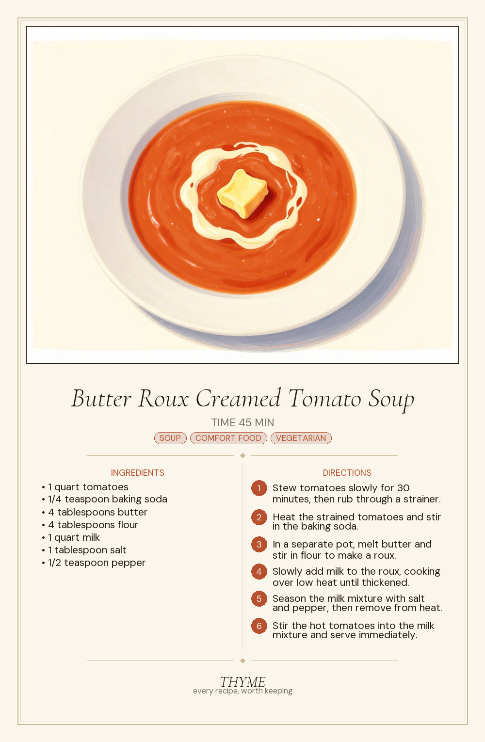 Butter Roux Creamed Tomato Soup