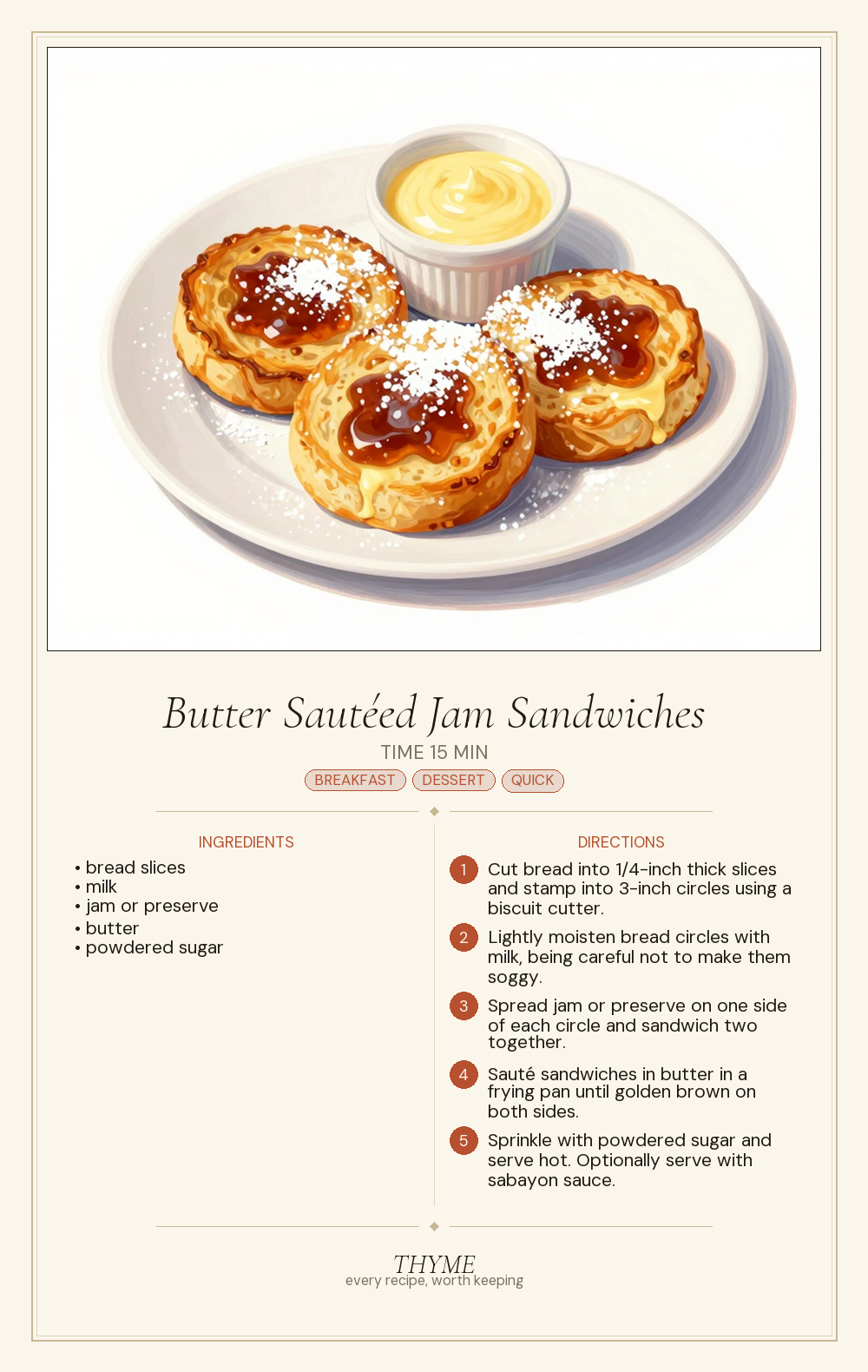 Butter Sautéed Jam Sandwiches