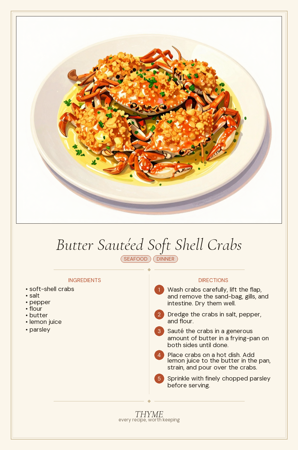 Butter Sautéed Soft Shell Crabs