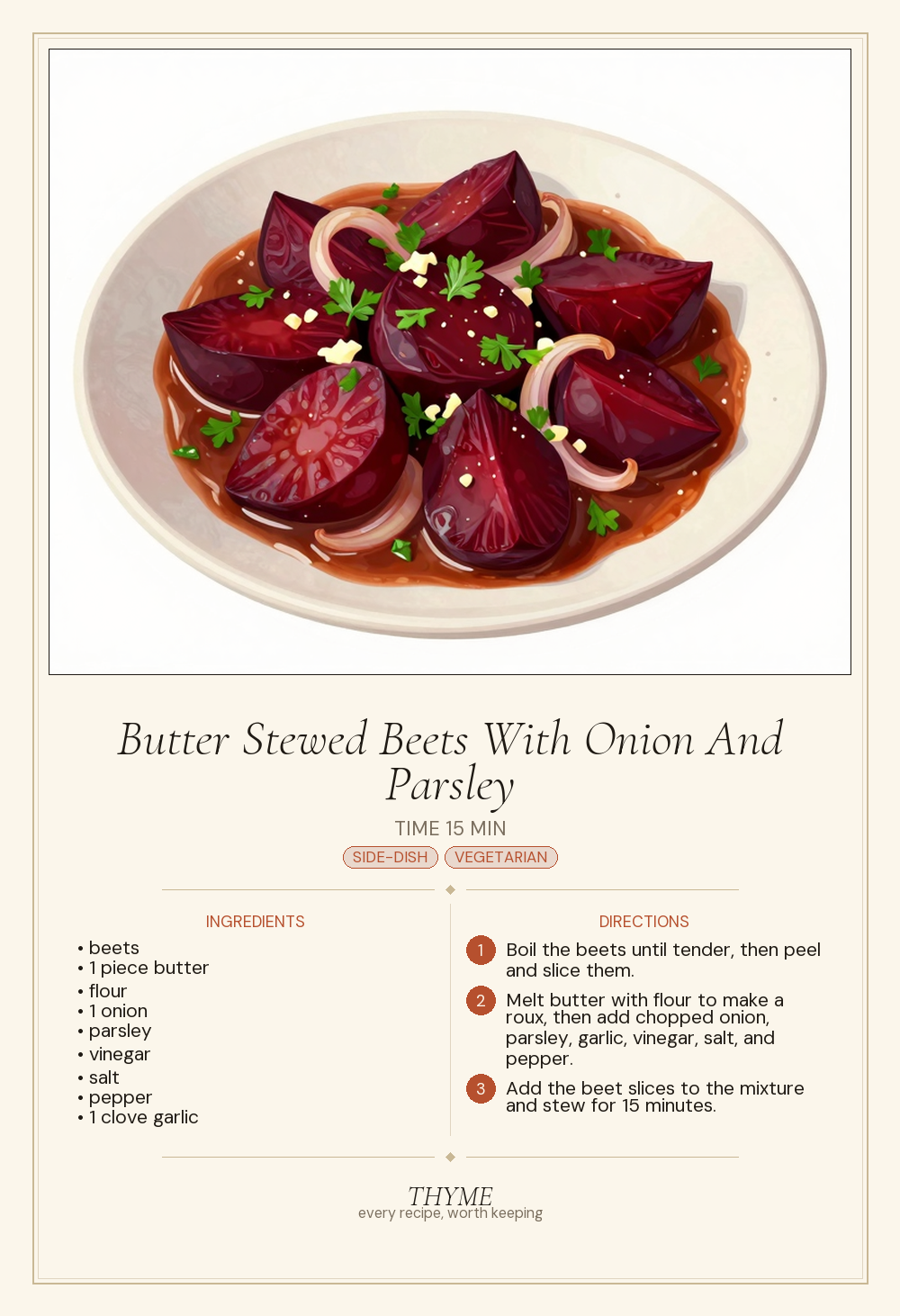 Butter Stewed Beets With Onion And Parsley