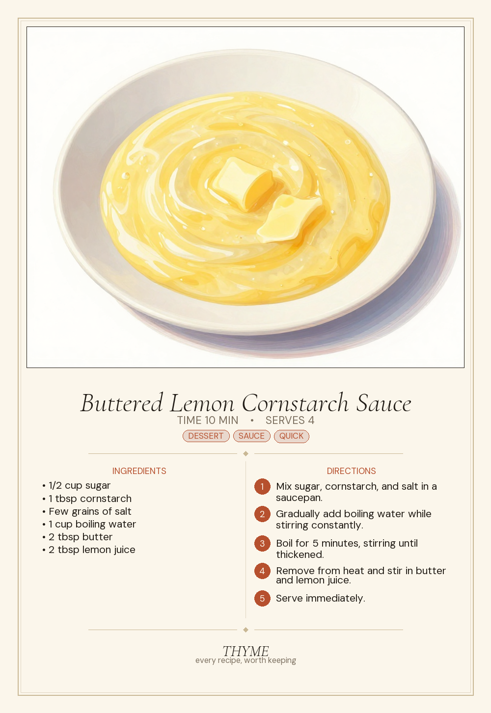 Buttered Lemon Cornstarch Sauce