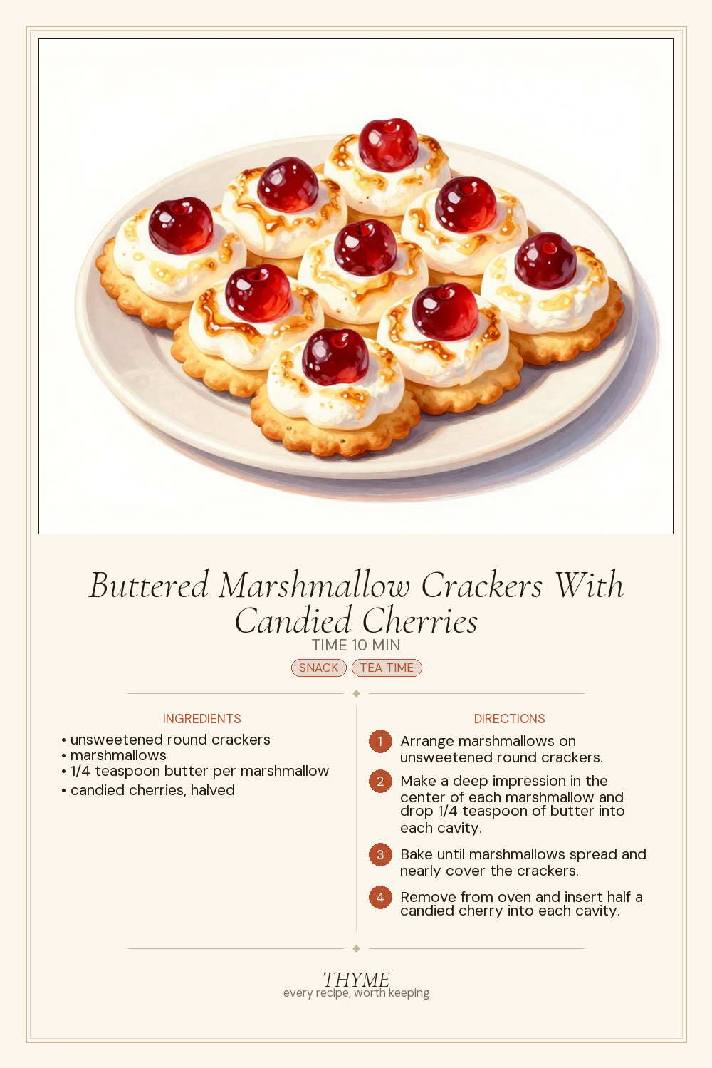 Buttered Marshmallow Crackers With Candied Cherries