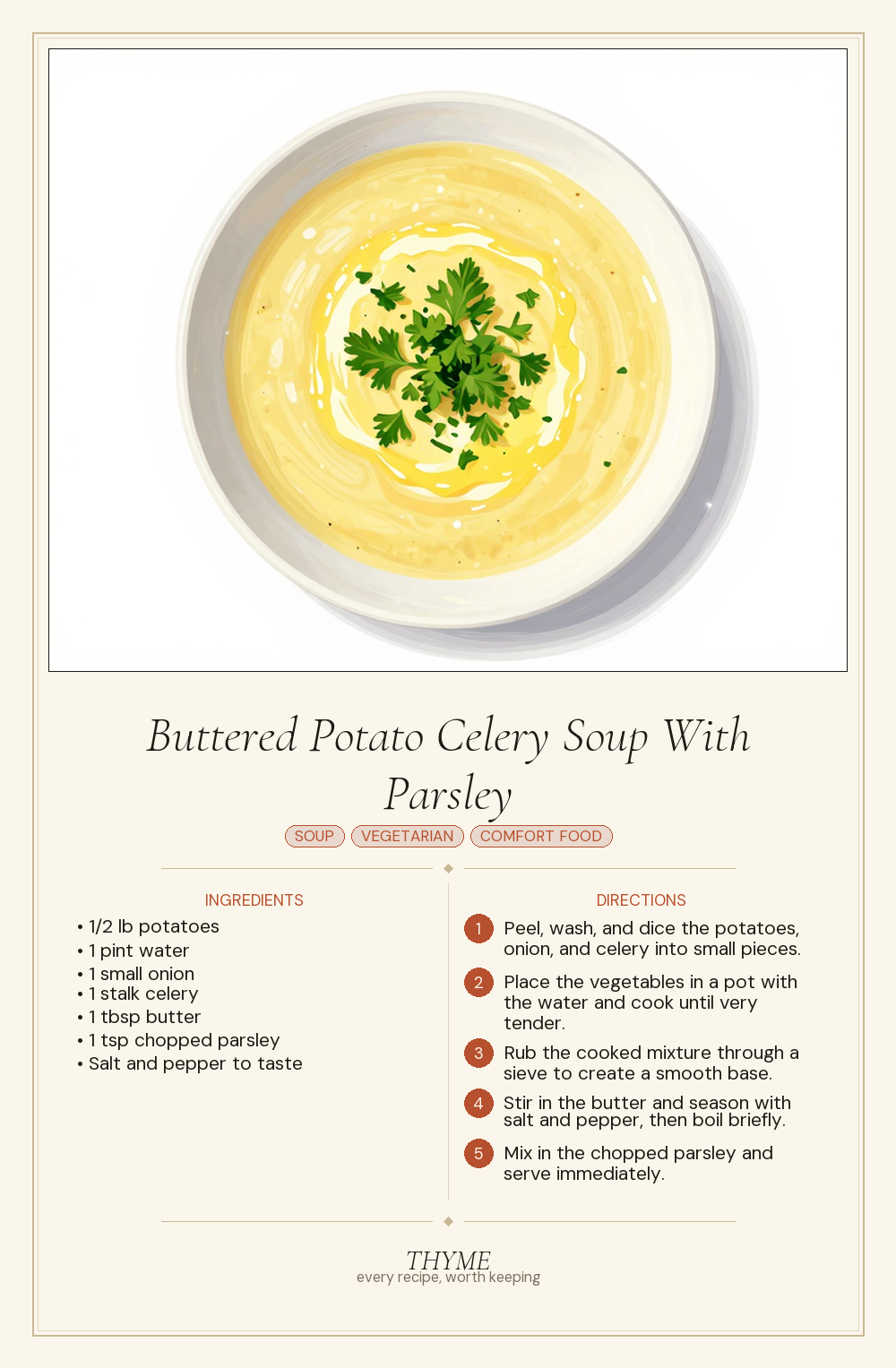 Buttered Potato Celery Soup With Parsley