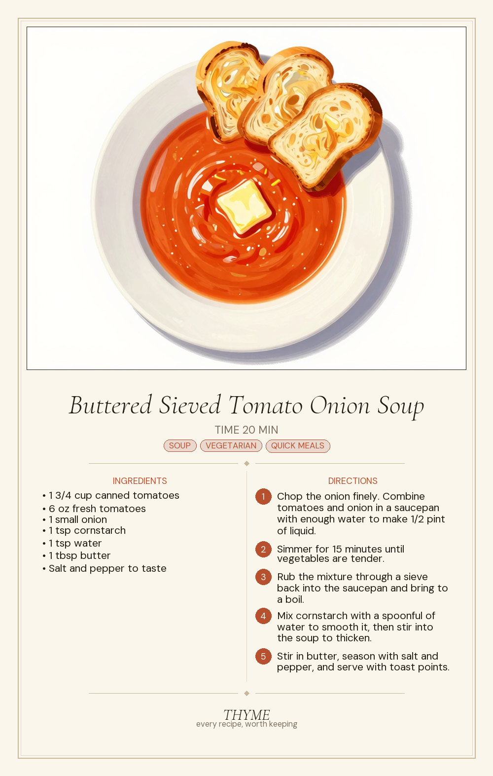 Buttered Sieved Tomato Onion Soup