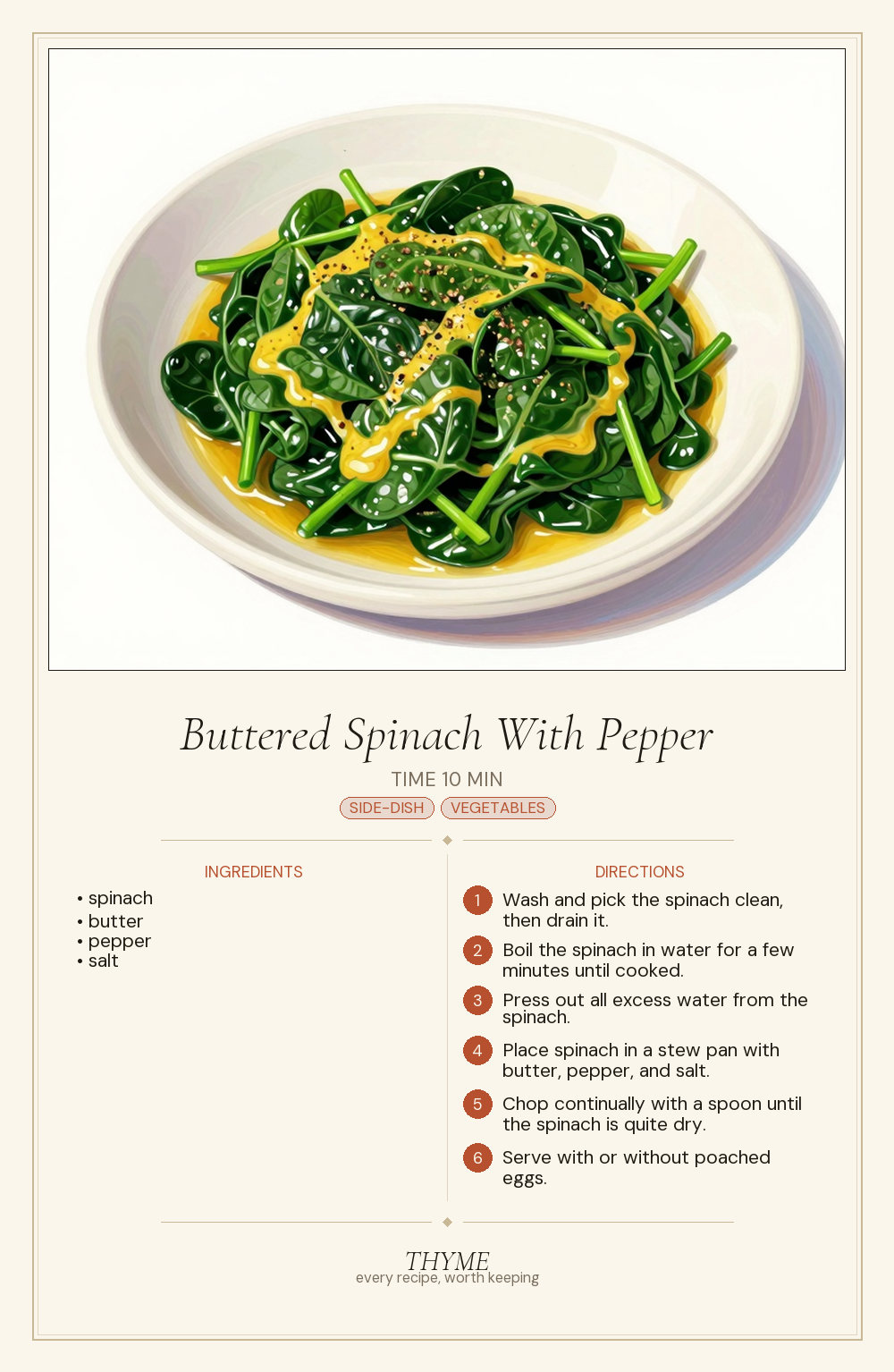 Buttered Spinach With Pepper