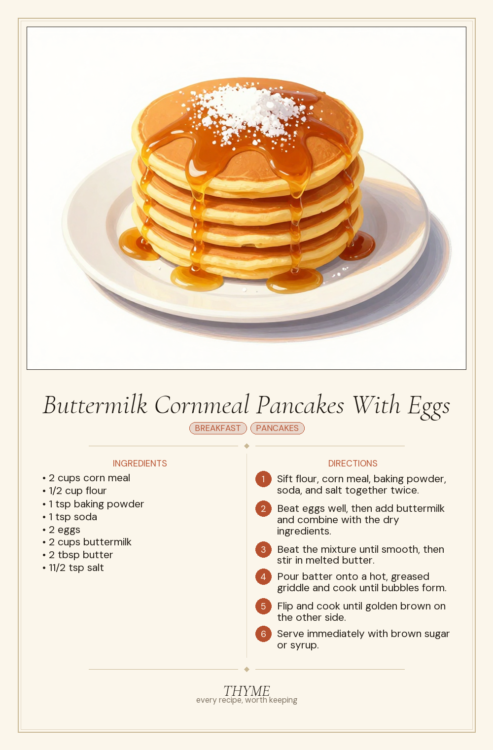 Buttermilk Cornmeal Pancakes With Eggs