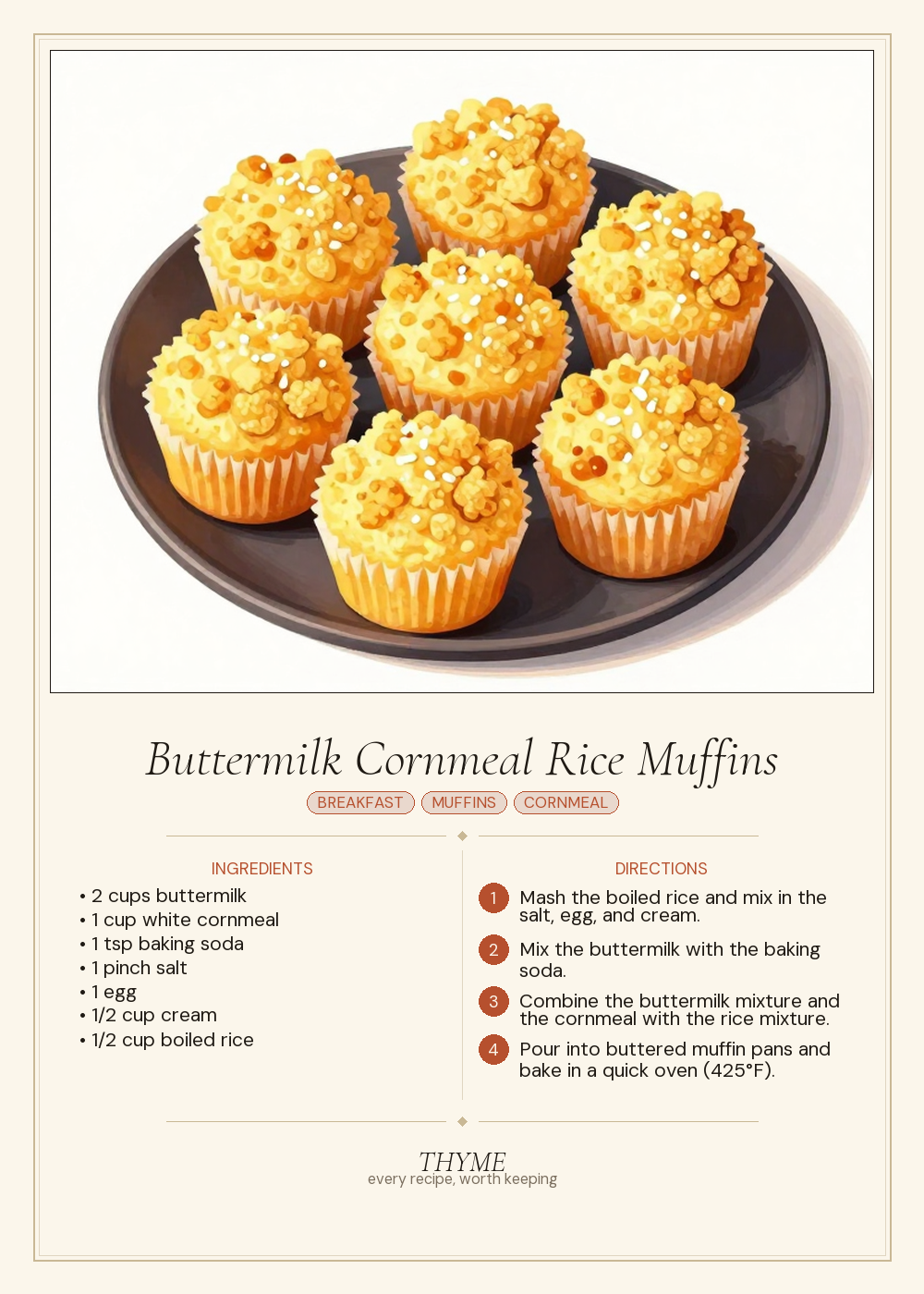 Buttermilk Cornmeal Rice Muffins