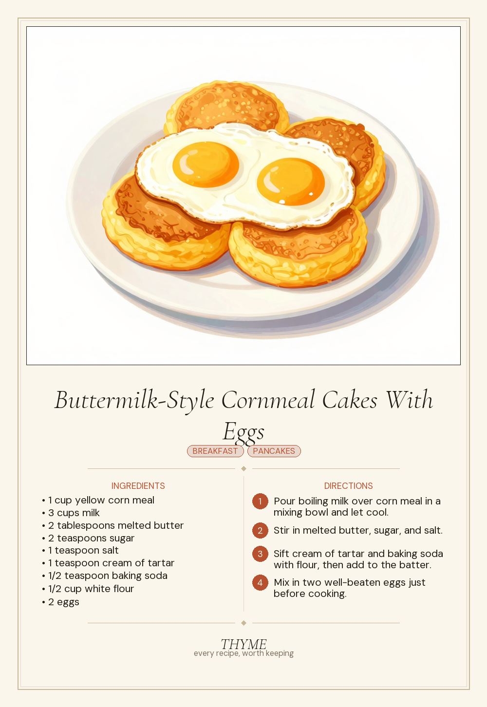 Buttermilk-Style Cornmeal Cakes With Eggs