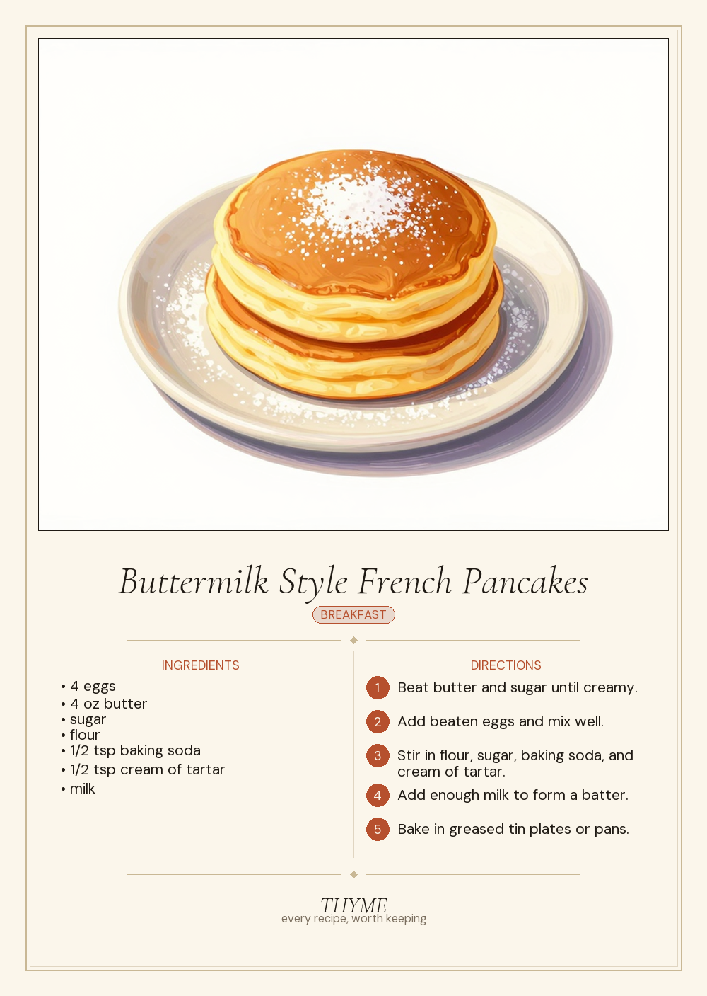 Buttermilk Style French Pancakes