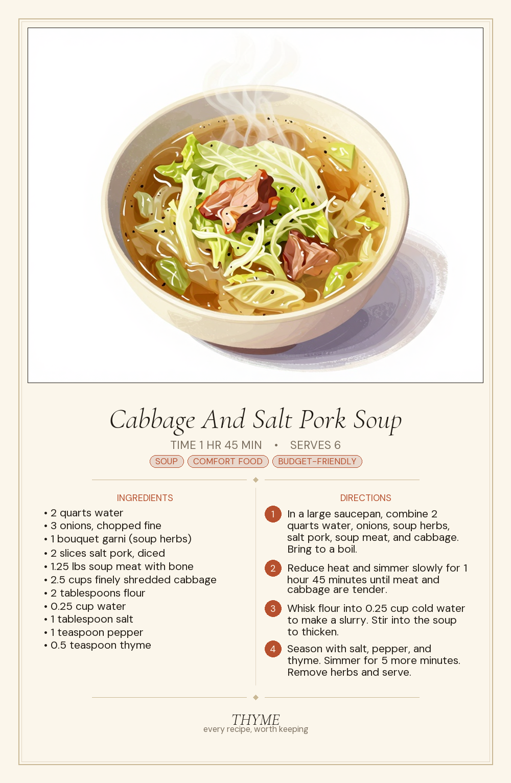 Cabbage And Salt Pork Soup