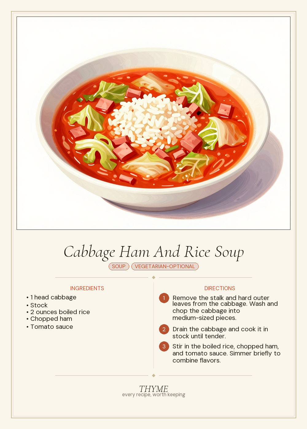 Cabbage Ham And Rice Soup