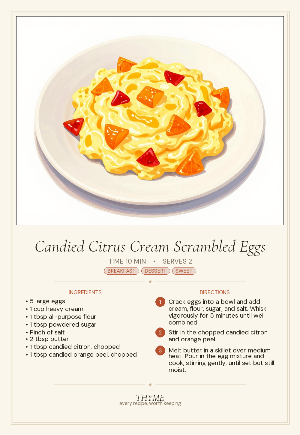 Candied Citrus Cream Scrambled Eggs