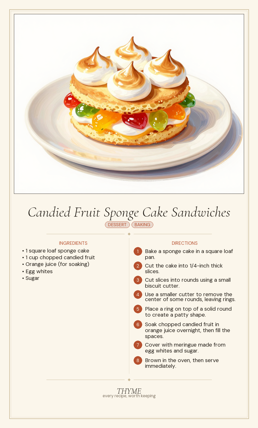 Candied Fruit Sponge Cake Sandwiches