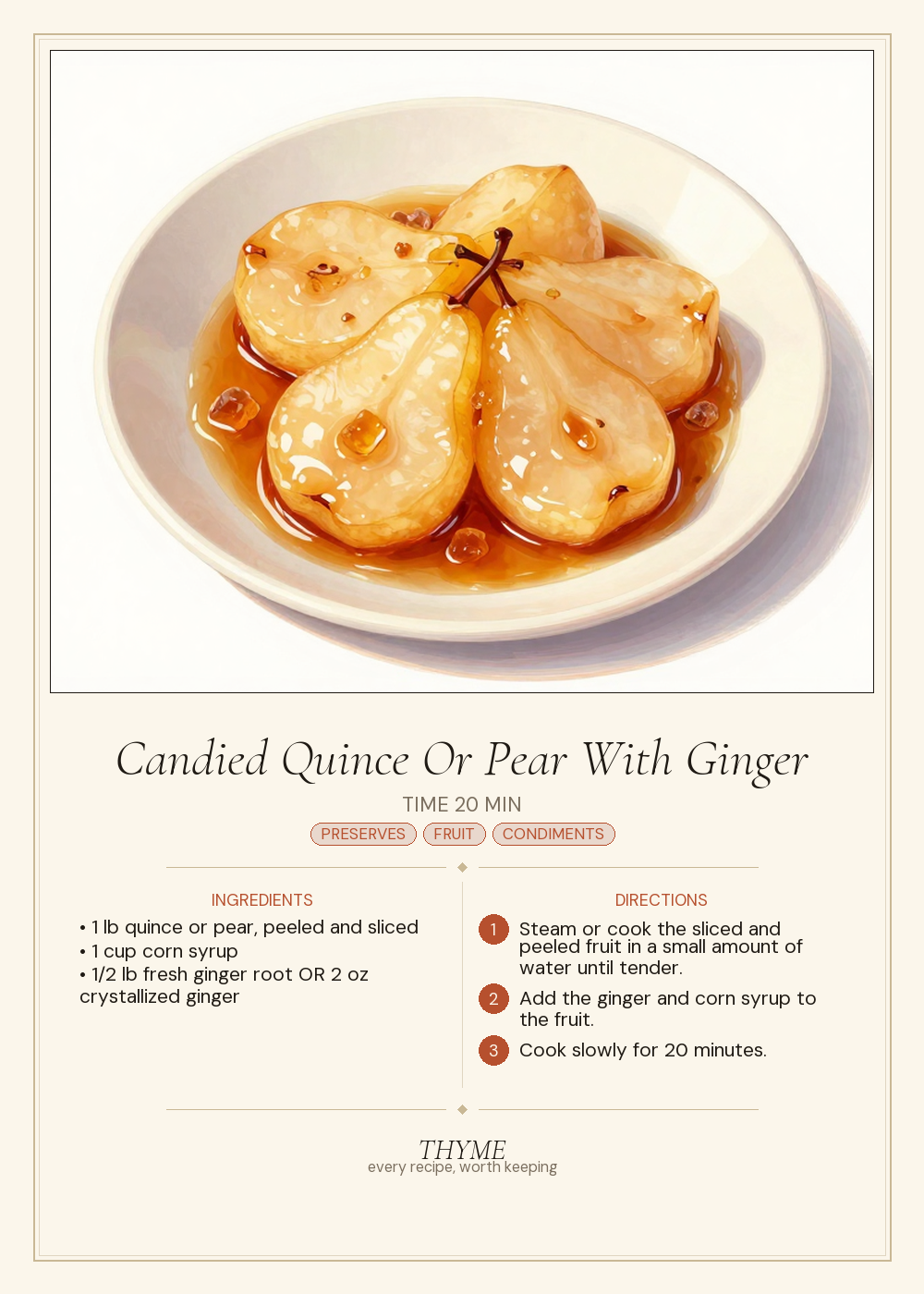 Candied Quince Or Pear With Ginger