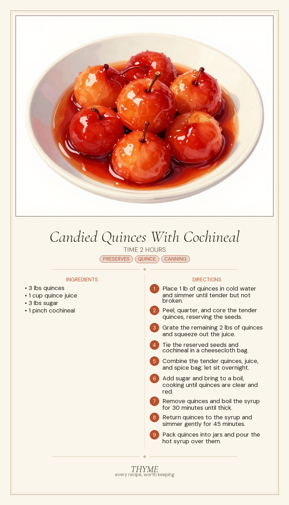 Candied Quinces With Cochineal