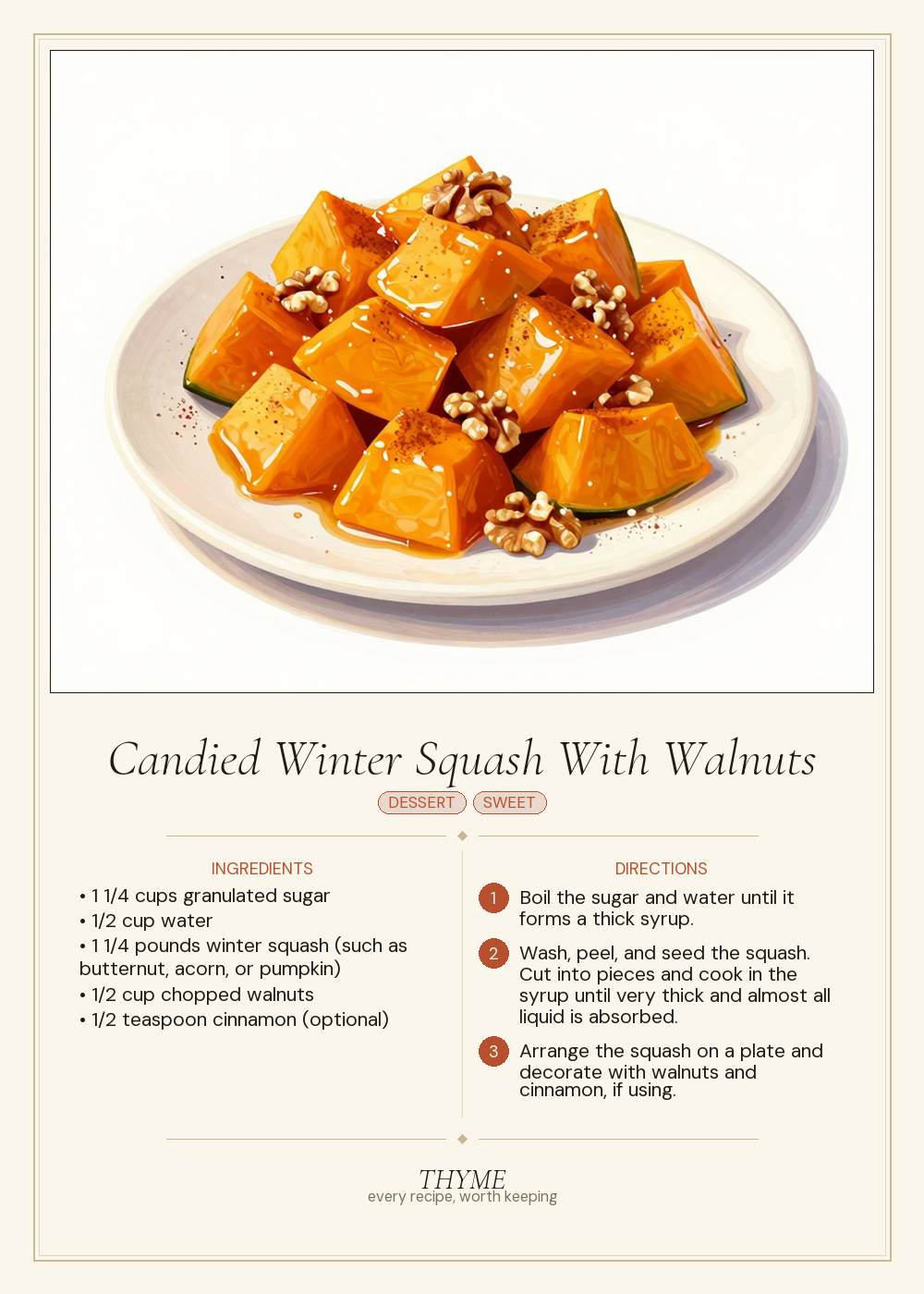 Candied Winter Squash With Walnuts
