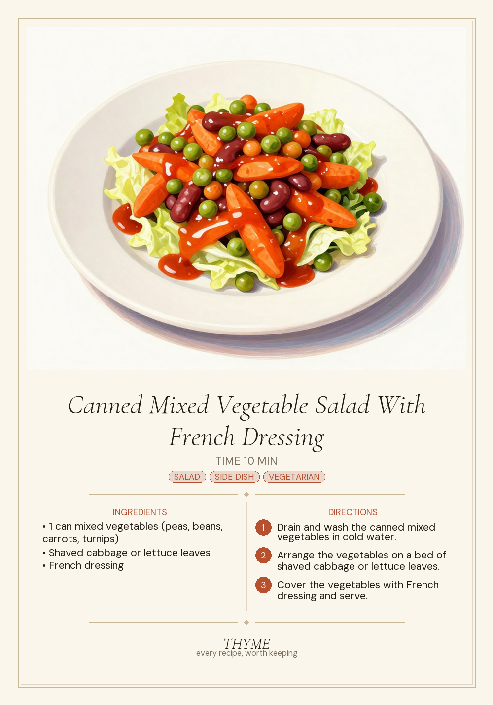 Canned Mixed Vegetable Salad With French Dressing