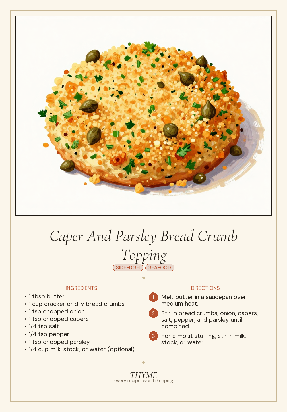 Caper And Parsley Bread Crumb Topping