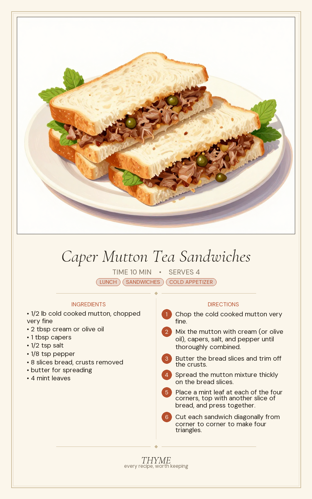 Caper Mutton Tea Sandwiches