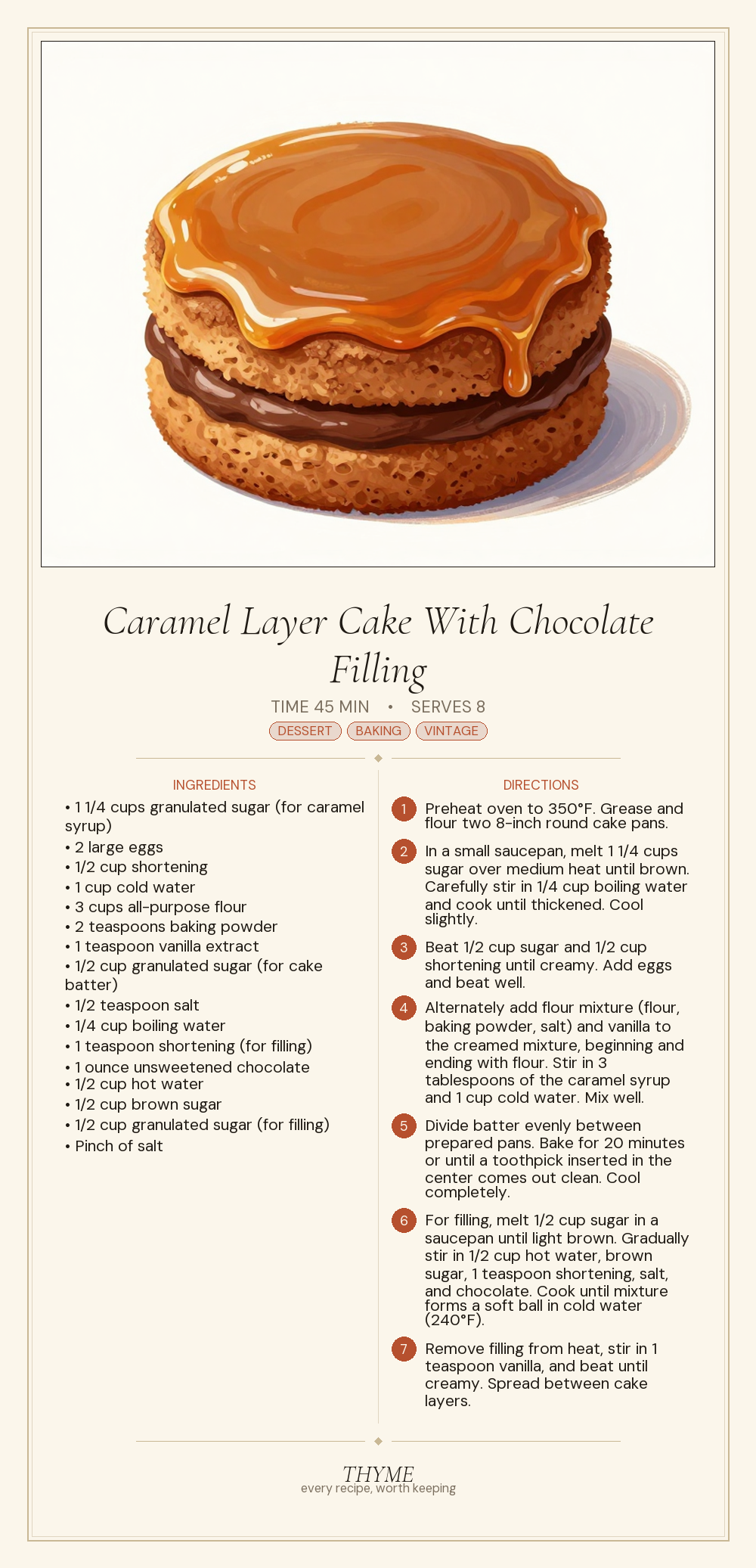 Caramel Layer Cake With Chocolate Filling