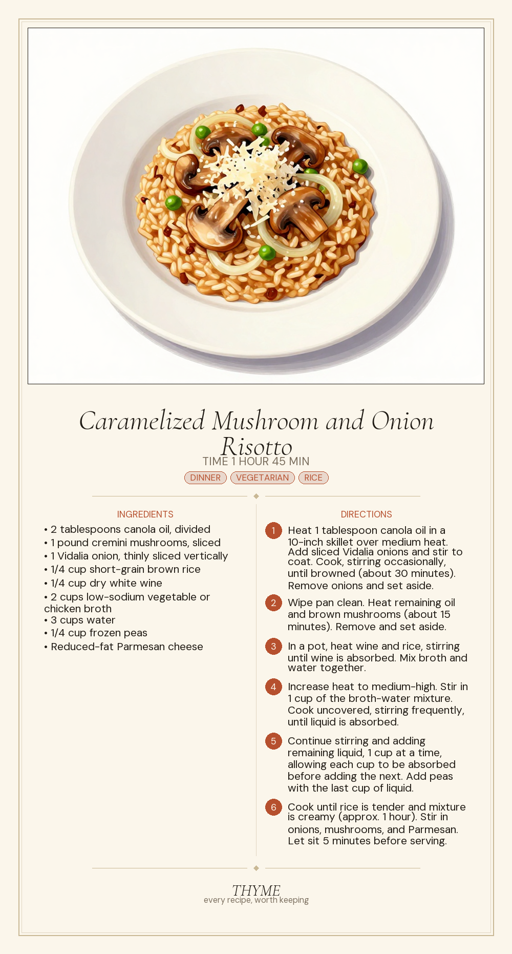 Caramelized Mushroom and Onion Risotto