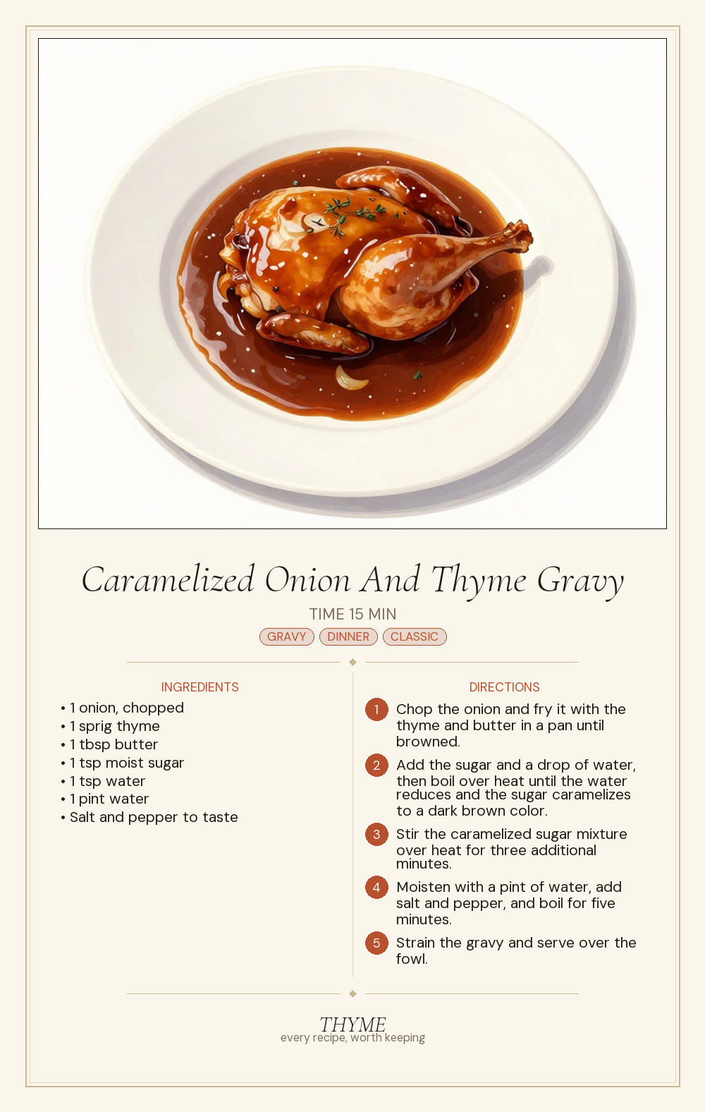 Caramelized Onion And Thyme Gravy