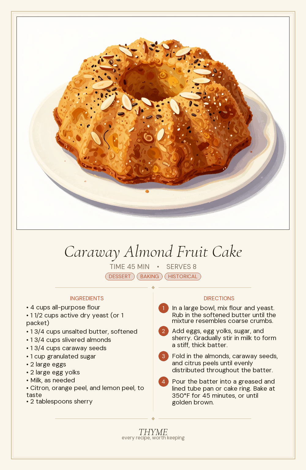 Caraway Almond Fruit Cake