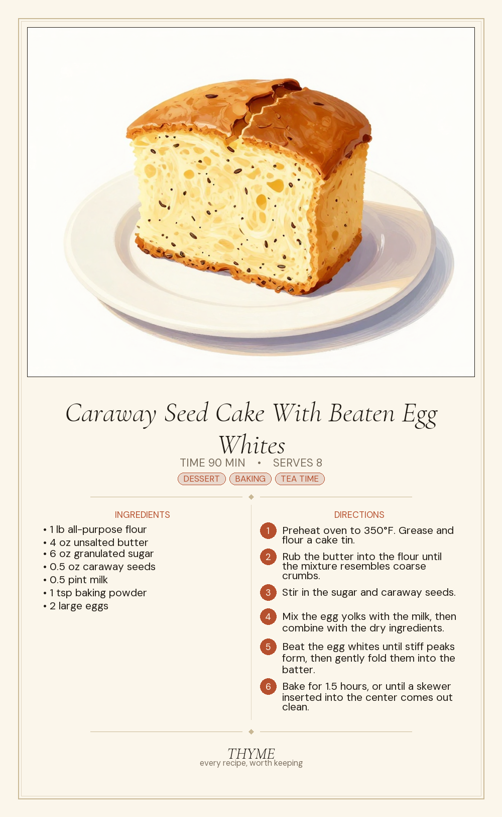 Caraway Seed Cake With Beaten Egg Whites