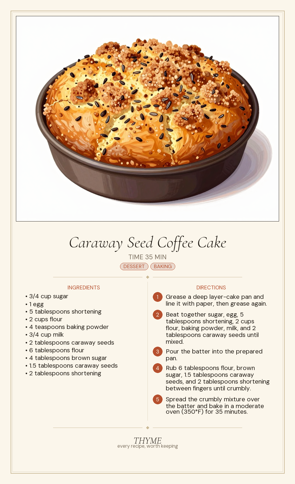 Caraway Seed Coffee Cake