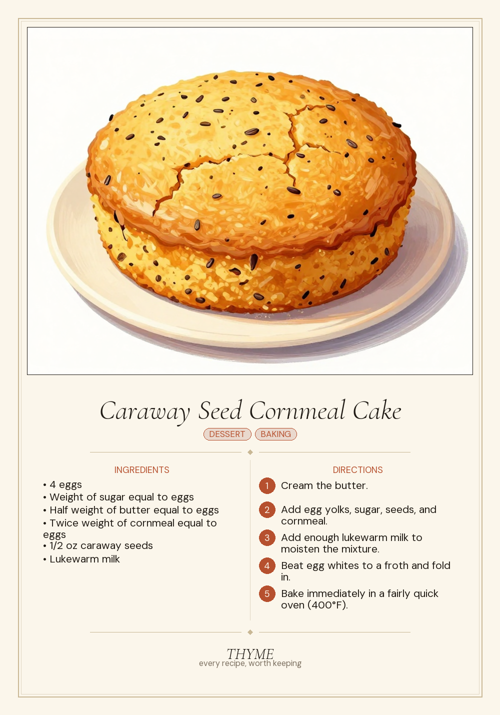 Caraway Seed Cornmeal Cake