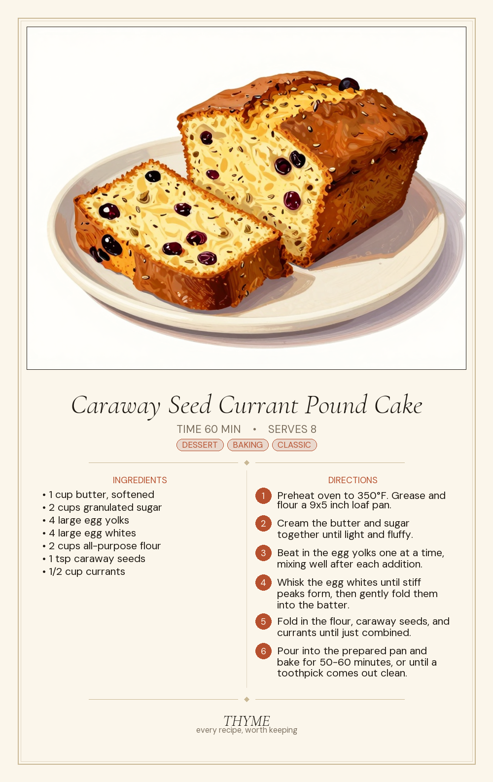 Caraway Seed Currant Pound Cake