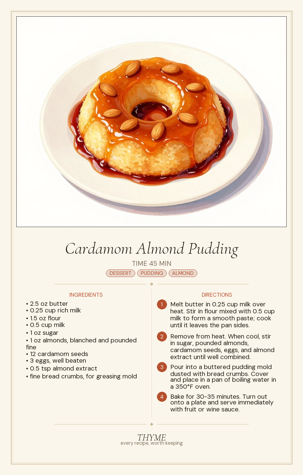 Cardamom Almond Pudding