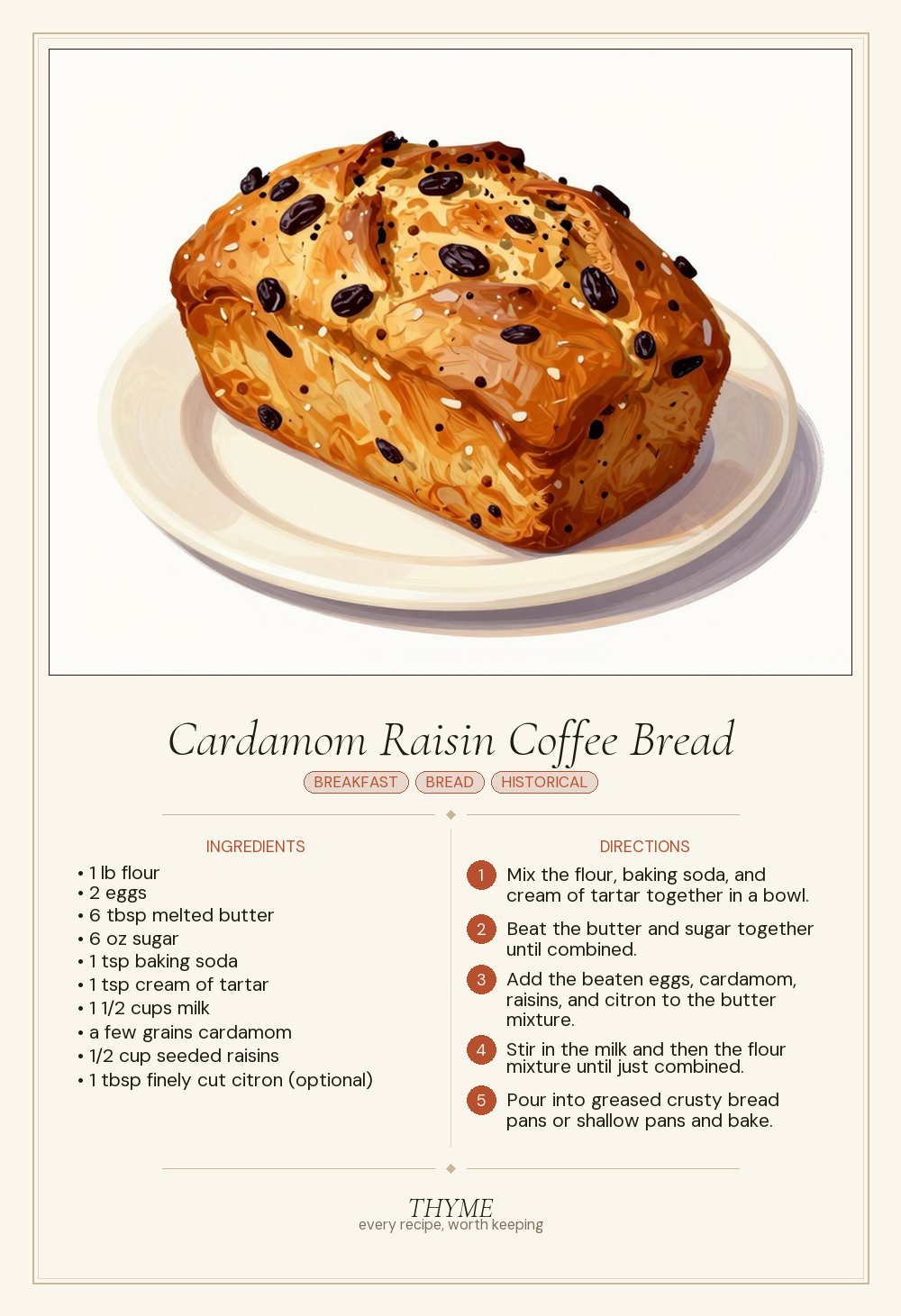 Cardamom Raisin Coffee Bread