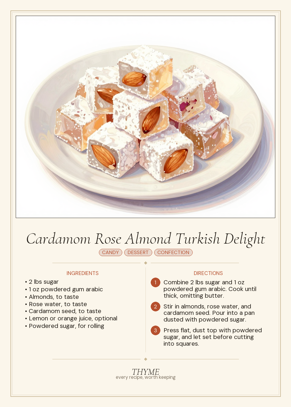 Cardamom Rose Almond Turkish Delight
