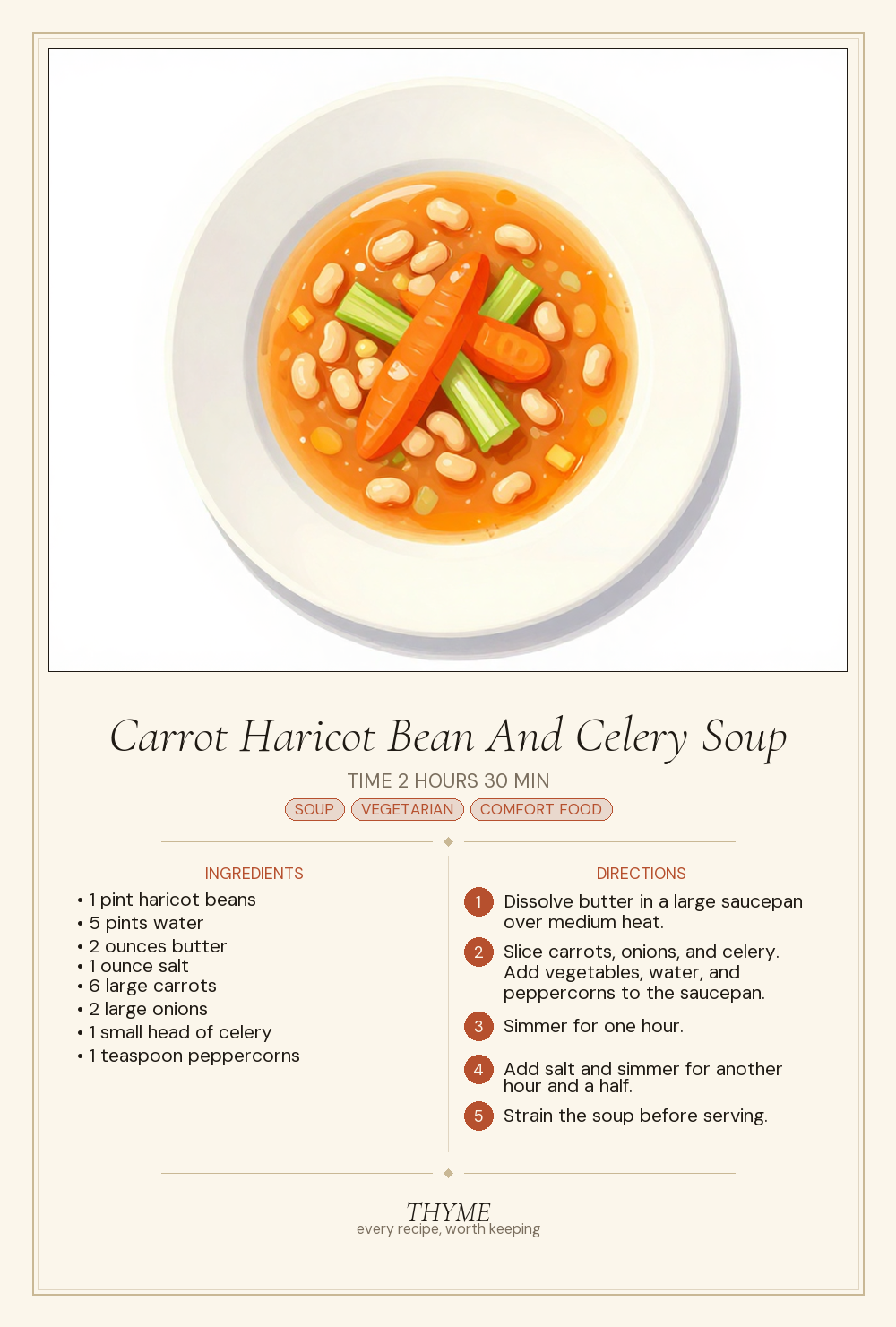 Carrot Haricot Bean And Celery Soup