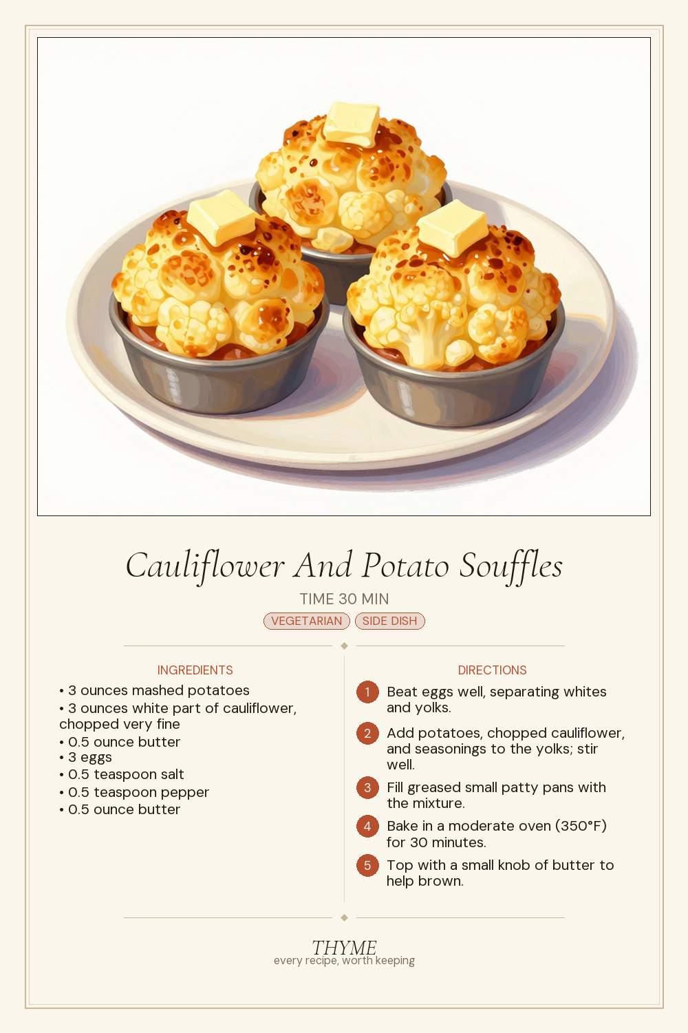 Cauliflower And Potato Souffles