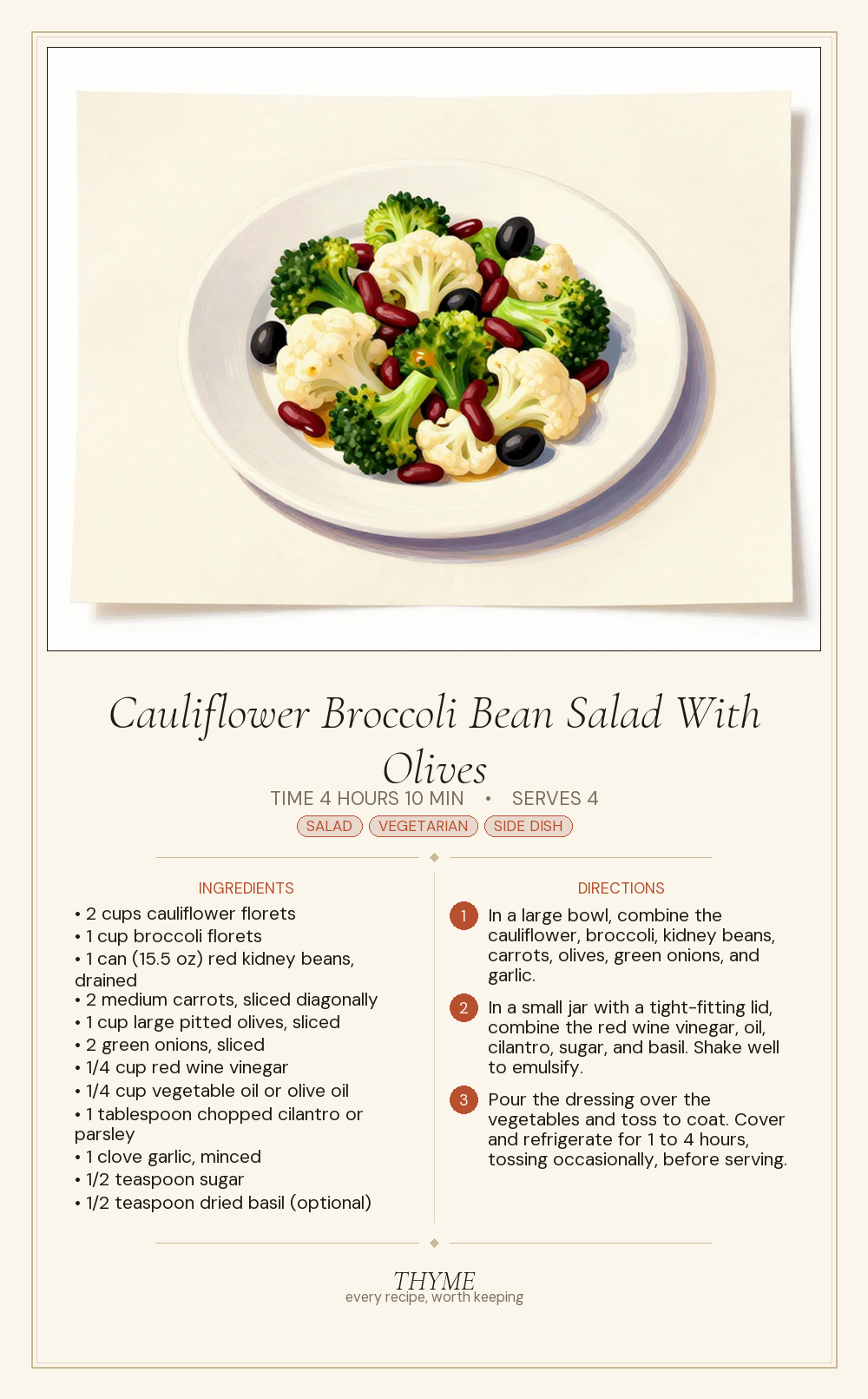 Cauliflower Broccoli Bean Salad With Olives