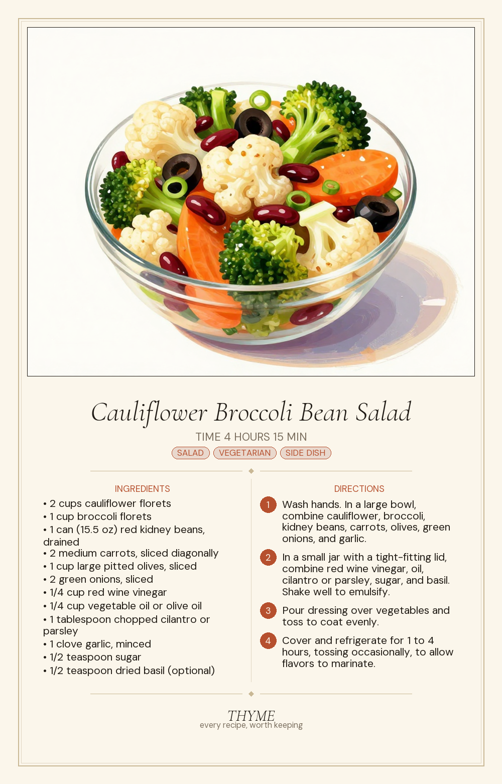 Cauliflower Broccoli Bean Salad