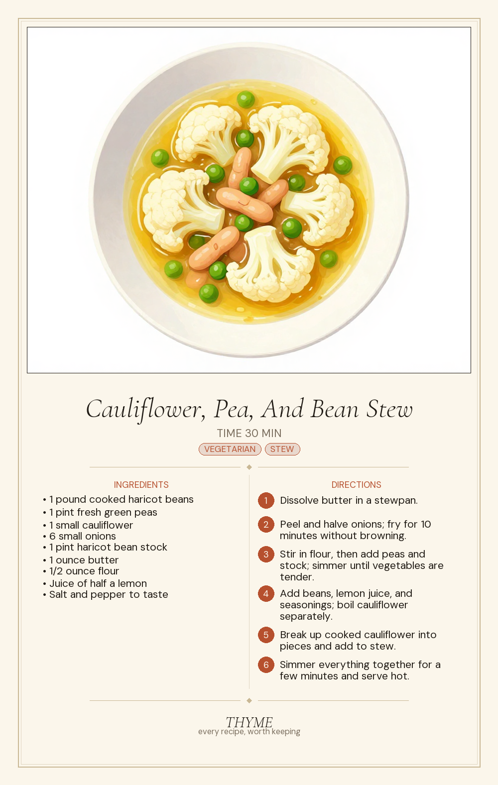Cauliflower, Pea, And Bean Stew