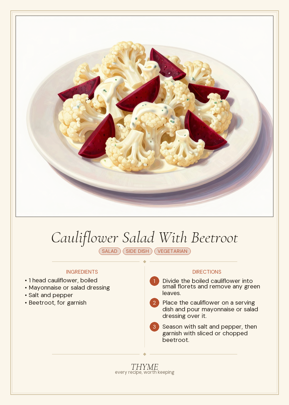 Cauliflower Salad With Beetroot