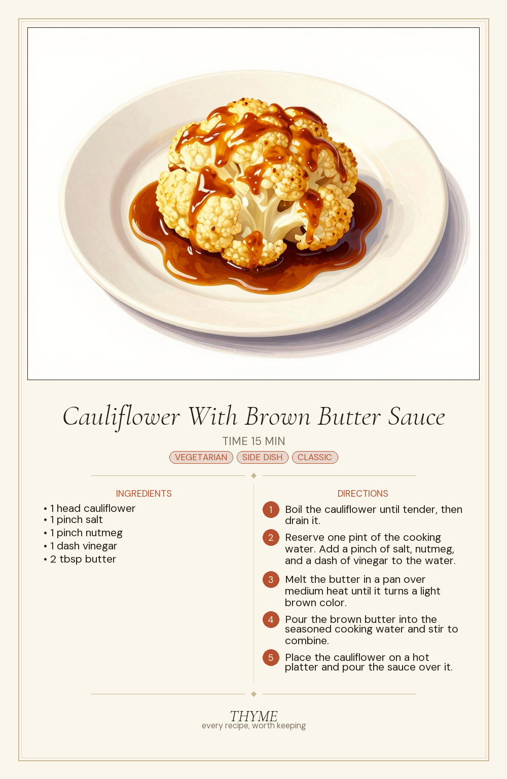 Cauliflower With Brown Butter Sauce