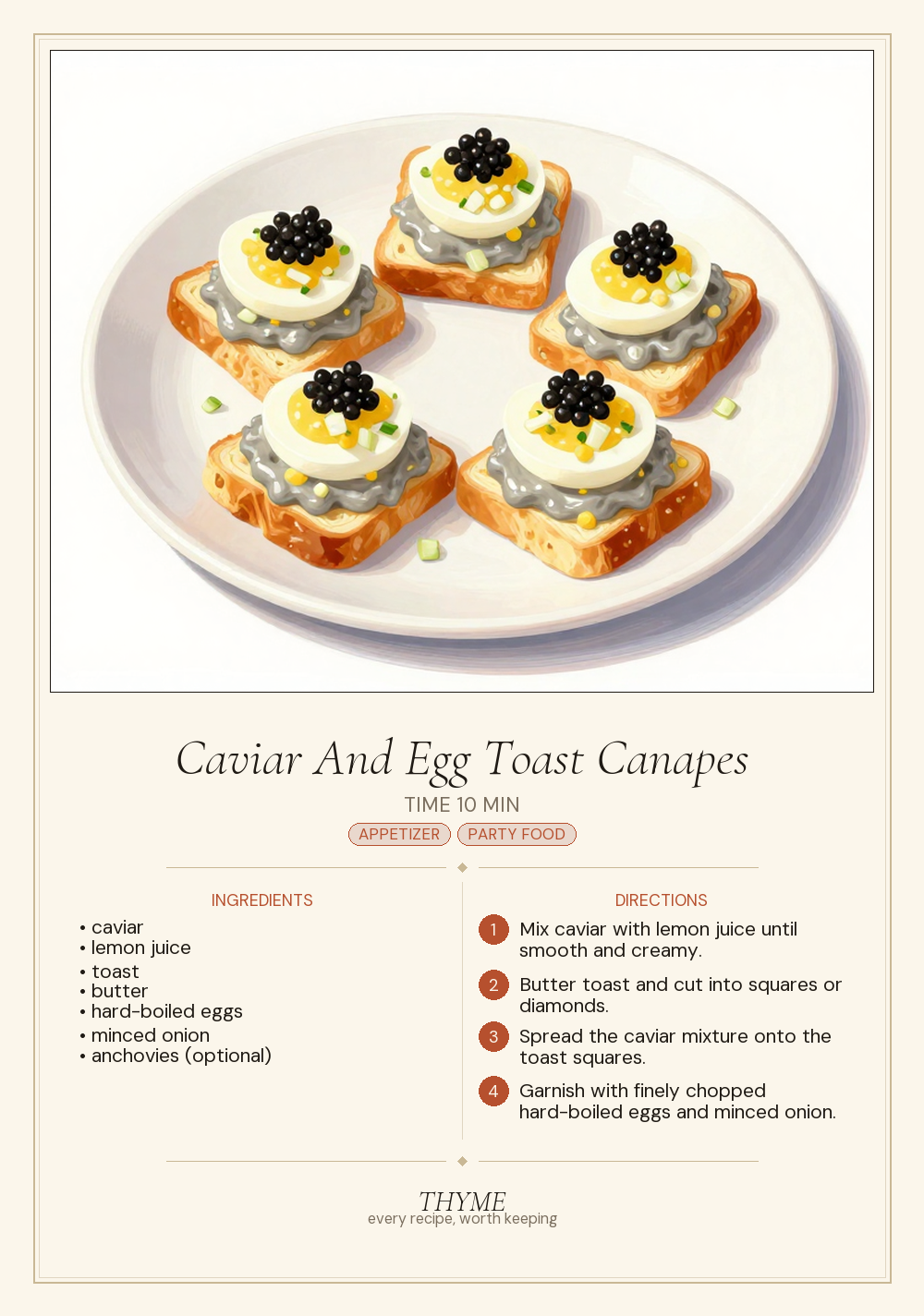 Caviar And Egg Toast Canapes