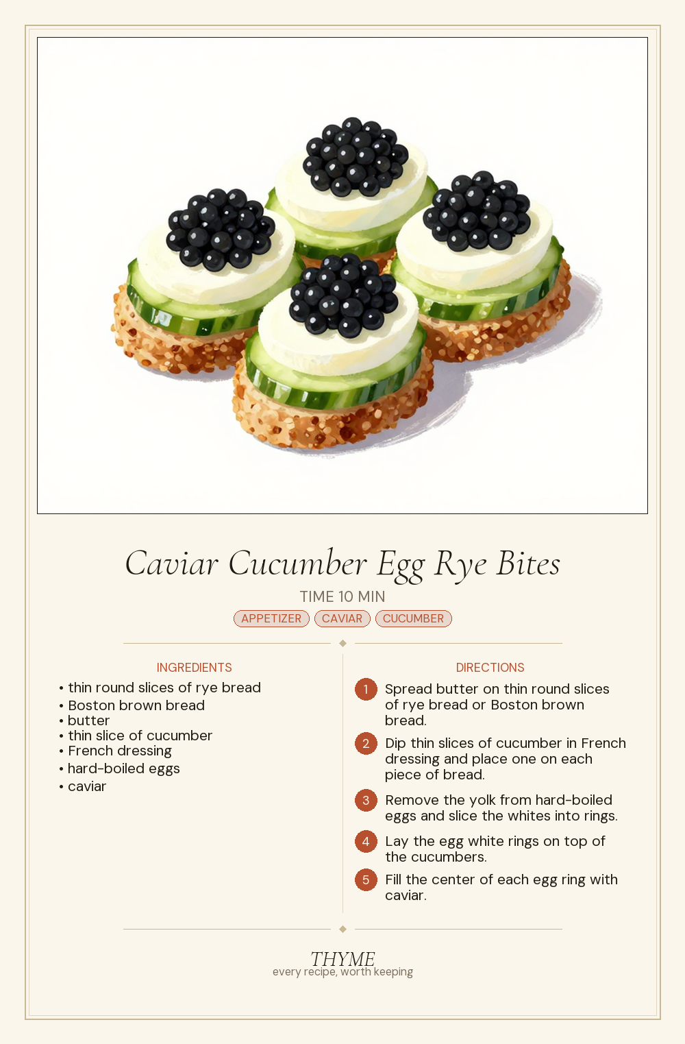 Caviar Cucumber Egg Rye Bites