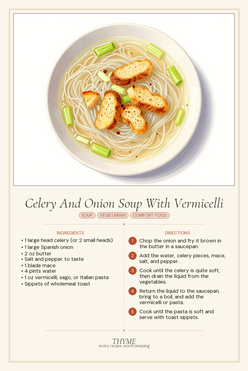 Celery And Onion Soup With Vermicelli